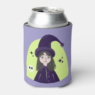 Charming Angry Cute Witch Can Cooler