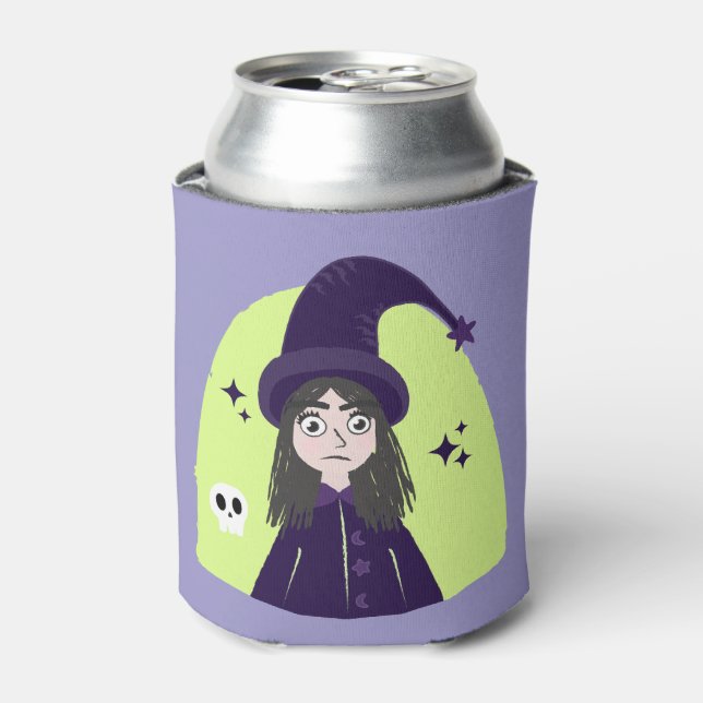 Charming Angry Cute Witch Can Cooler (Can Front)
