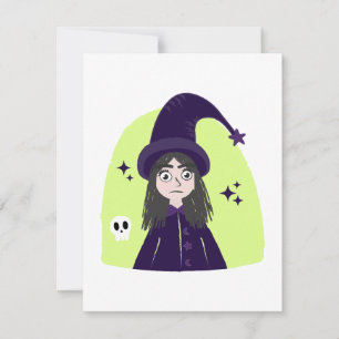 Charming Angry Cute Witch Card