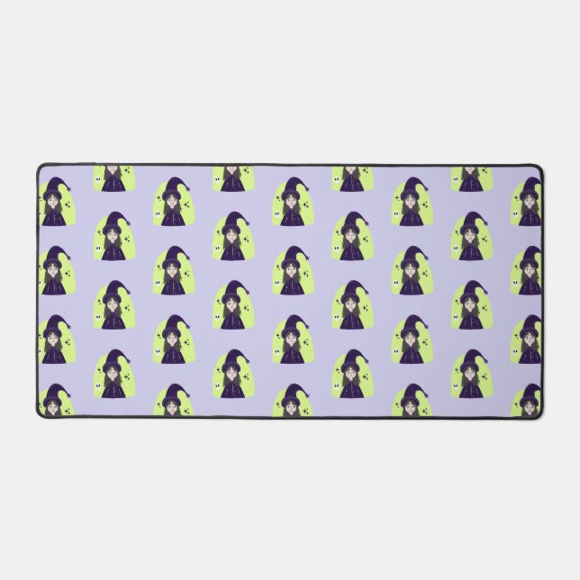 Charming Angry Cute Witch Desk Mat (Front)