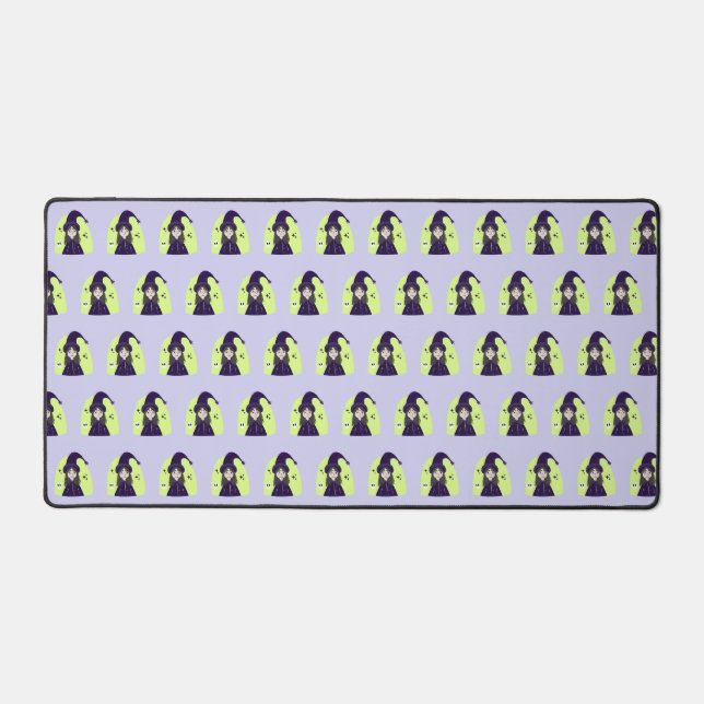 Charming Angry Cute Witch Desk Mat (Front)