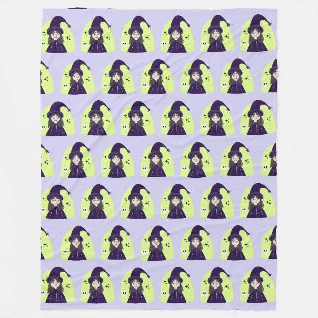 Charming Angry Cute Witch Fleece Blanket (Front)