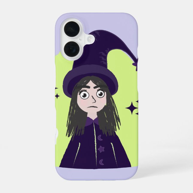 Charming Angry Cute Witch iPhone 16 Case (Back)