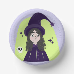 Charming Angry Cute Witch Paper Plate