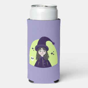 Charming Angry Cute Witch Seltzer Can Cooler