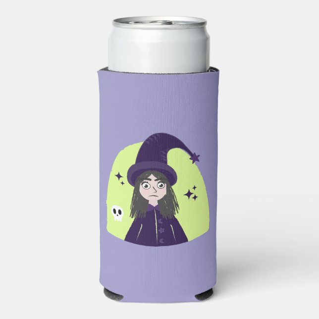 Charming Angry Cute Witch Seltzer Can Cooler (Seltzer Back)