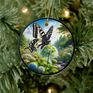 Charming Anise Swallowtail Butterfly Ceramic Ornament