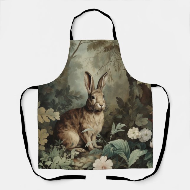Charming Antique Hare in Lush Forest  Apron (Front)
