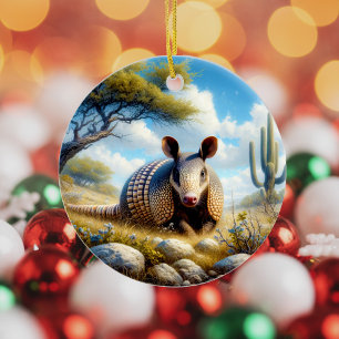 Charming Armadillo Keepsake Ceramic Ornament
