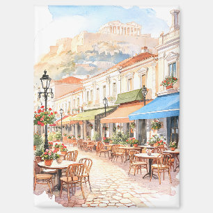 Charming Athens Greece Street Watercolor Magnet