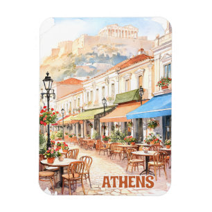 Charming Athens Greece Street Watercolor Magnet
