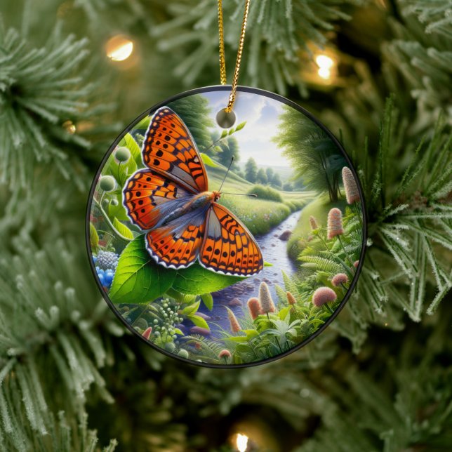 Charming Atlantis Fritillary Butterfly Ceramic Ornament (Creator Uploaded)