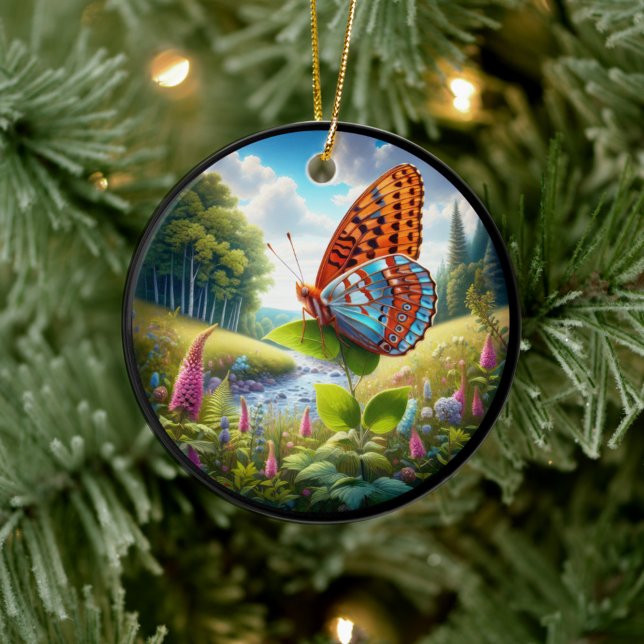 Charming Atlantis Fritillary Butterfly Ceramic Ornament (Creator Uploaded)