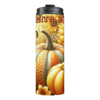 Charming Autumn Bliss: Pumpkin, Flower & Butterfly Thermal Tumbler