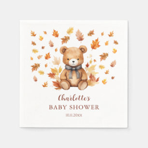 Charming Autumn Teddy Bear Baby Shower Napkin