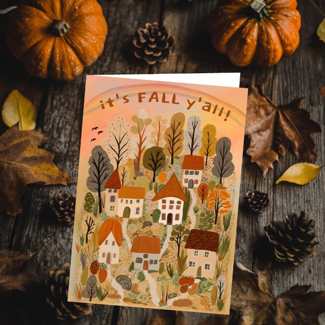 Charming Autumn Village It's Fall Y'all Cute  Card (Charming Autumn Village It's Fall Y'all Cute Card)