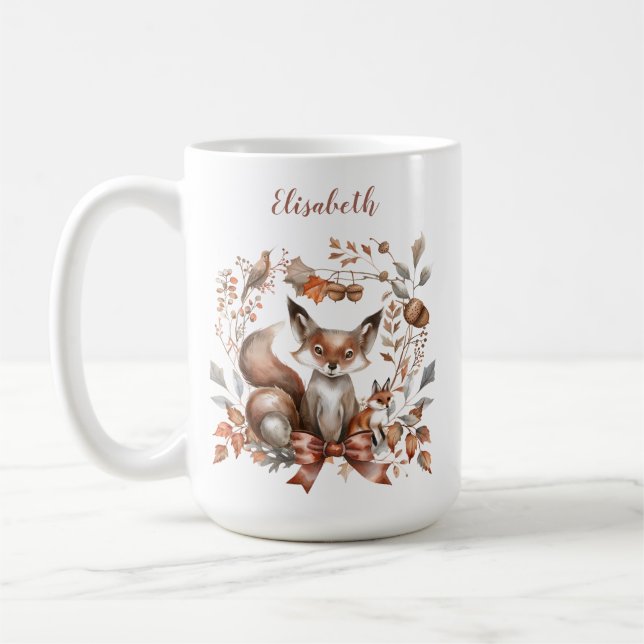 Charming Autumnal Woodland Scene Fox Coffee Mug (Left)