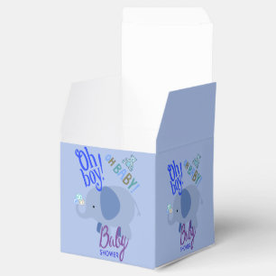 Charming Baby Shower Blue Elephant and Teddy Bear Favour Box