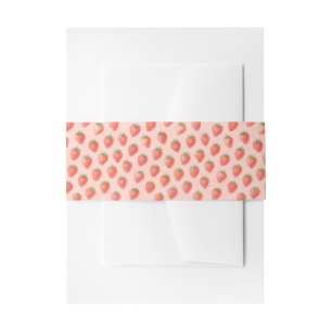 Charming Baby Shower Watercolor Strawberry Pattern Invitation Belly Band