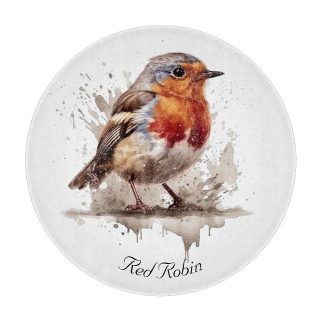 Charming Backyard Robin, custom Cutting Board (Front)