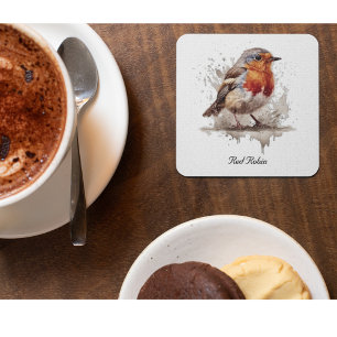 Charming Backyard Robin, custom Glass Coaster