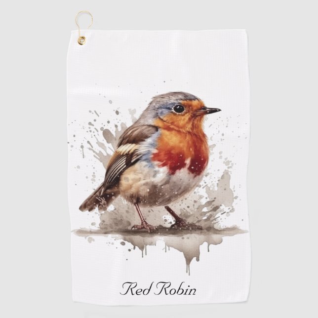 Charming Backyard Robin, custom Golf Towel (Front)