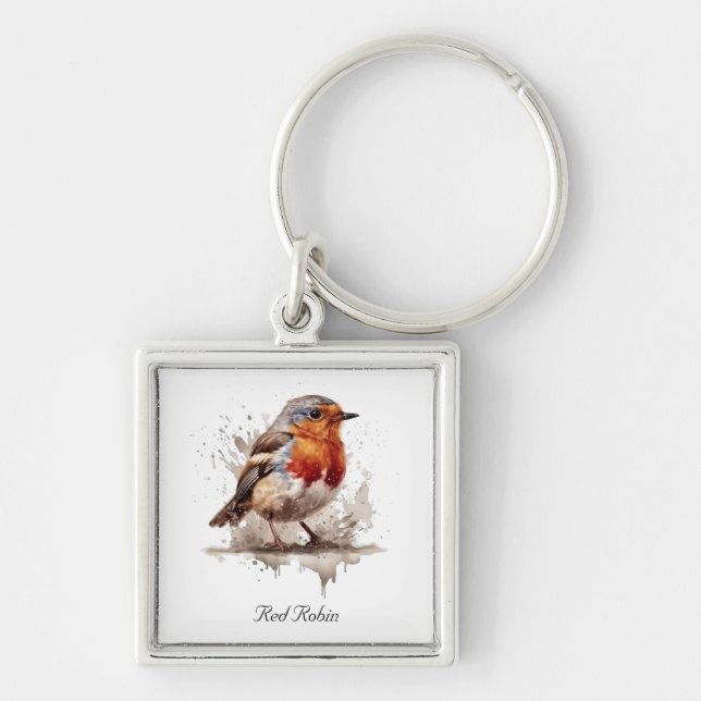 Charming Backyard Robin, custom Key Ring (Front)