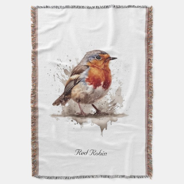 Charming Backyard Robin, custom Throw Blanket (Front Vertical)