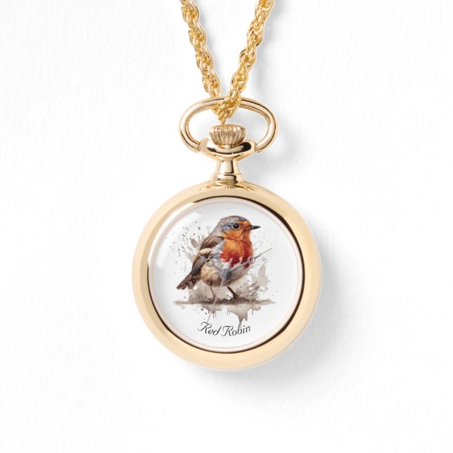 Charming Backyard Robin, custom Watch (Front)