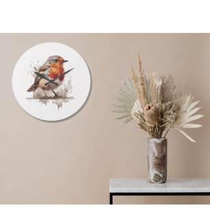 Charming Backyard Robin Large Clock