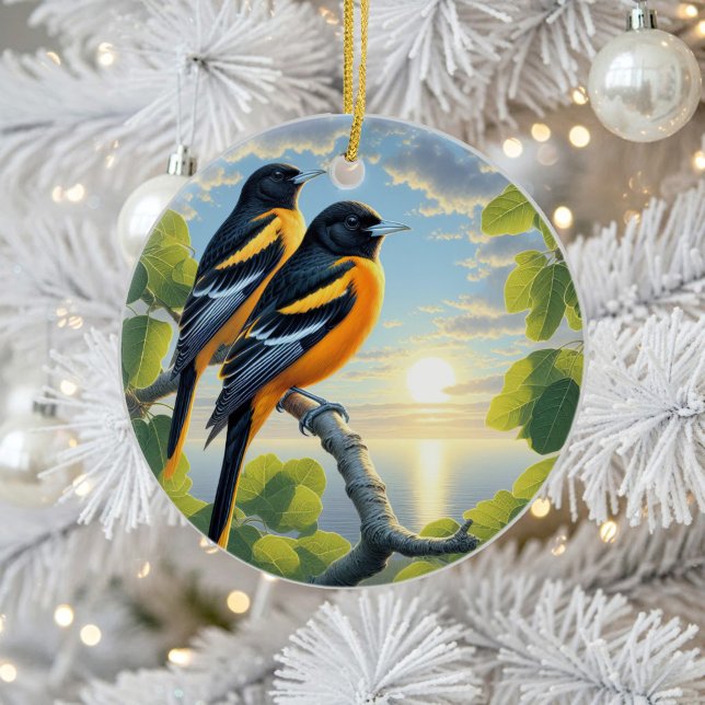 Charming Baltimore Oriole Bird Keepsake Ceramic Ornament (Creator Uploaded)