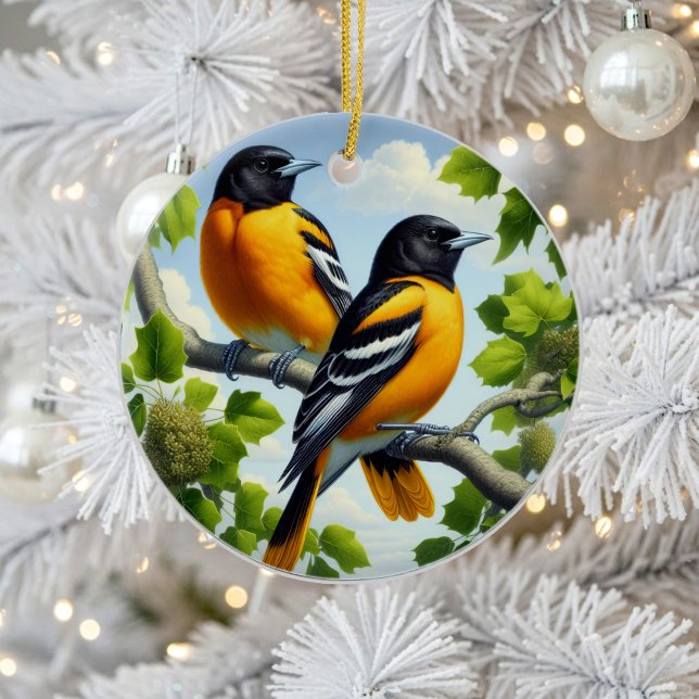 Charming Baltimore Oriole Bird Keepsake Ceramic Ornament (Creator Uploaded)