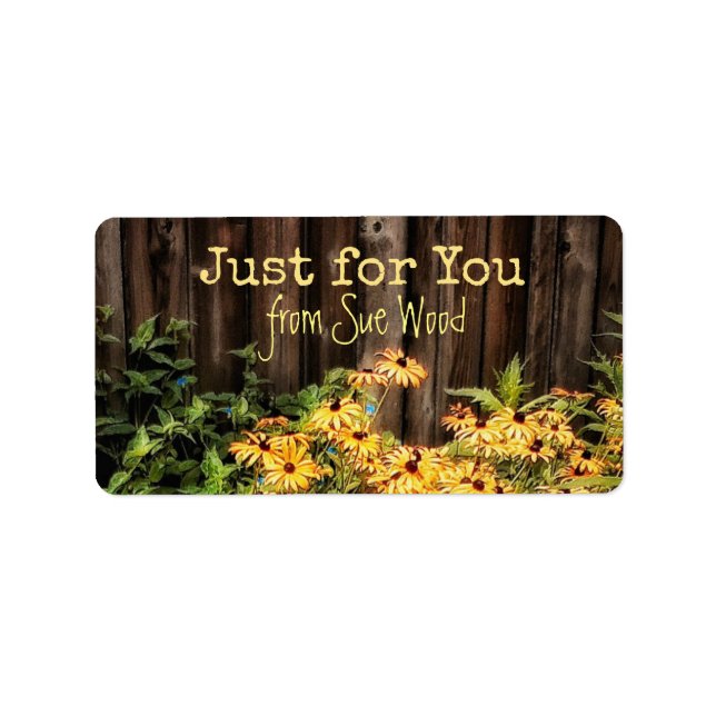 Charming Barn Board and Flowers Custom Gift Labels (Front)