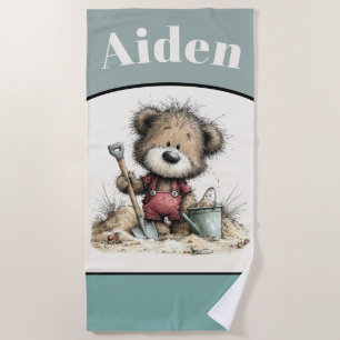 Charming Beach‑Day Teddy Bear Towel Design for Kid