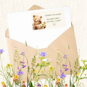 Charming Bear & Wildflower Baby Shower Label