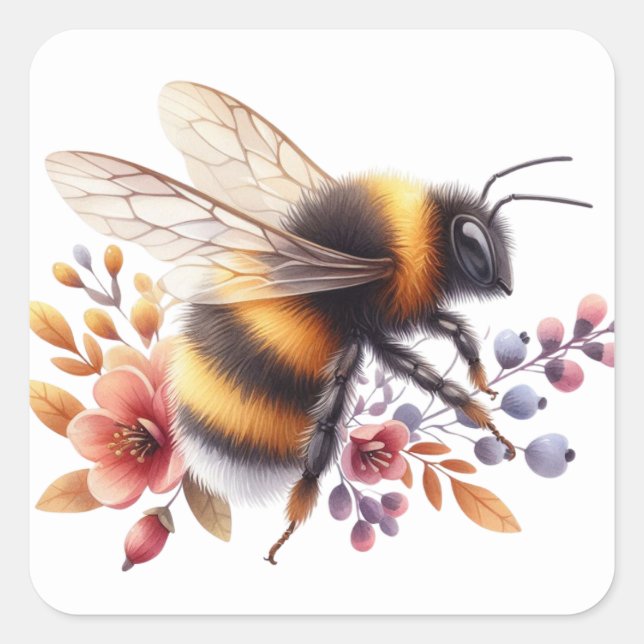 Charming Bee  Square Sticker (Front)