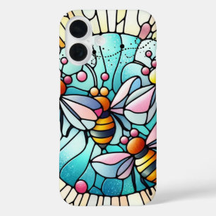 Charming Bees Stain Glass Effect iPhone 16 Case
