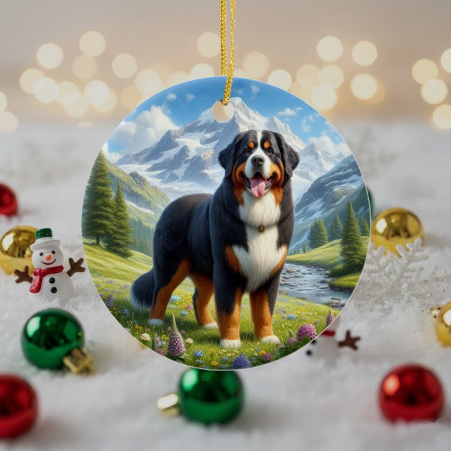 Charming Bernese Mountain Dog Keepsake Ceramic Ornament (Creator Uploaded)