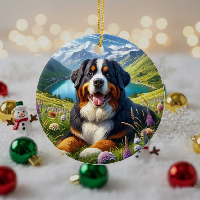 Charming Bernese Mountain Dog Keepsake Ceramic Ornament (Creator Uploaded)