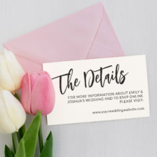 Charming Black Calligraphy Wedding Details Enclosure Card