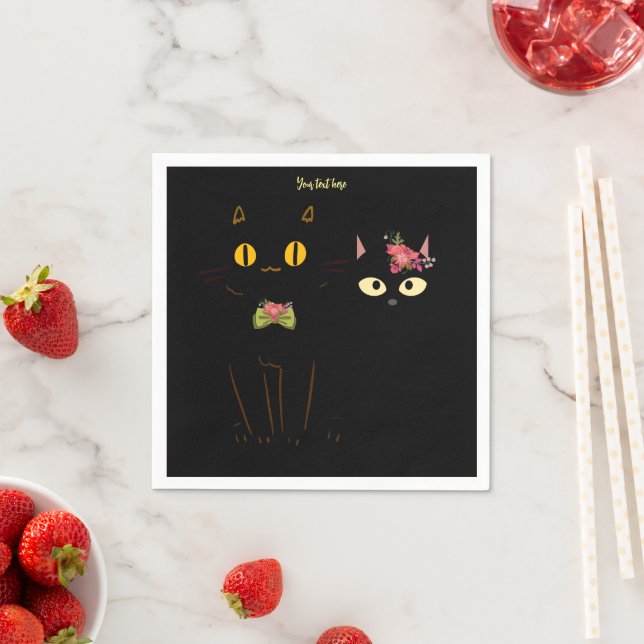 Charming Black Cats Yellow Eyes  Napkin (Insitu)