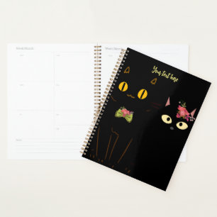 Charming Black Cats Yellow Eyes  Planner