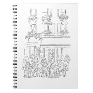 Charming Black White Paris Café Sketch Notebook