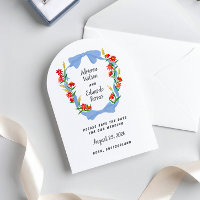 Charming Blue Bow Red Wildflowers Crest