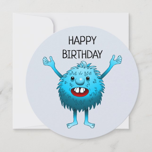 Charming Blue Creature Invitation (Front)