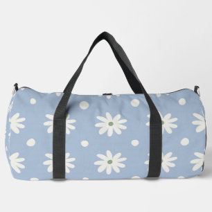 Charming Blue Daisy and Polkadot Duffle Bag