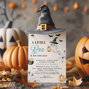 Charming Blue Halloween Ghost Baby Shower Invitation