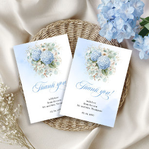 Charming Blue Hydrangea Eucalyptus thank you card