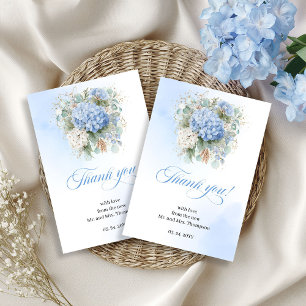 Charming Blue Hydrangeas Eucalyptus Wedding thanks Thank You Card