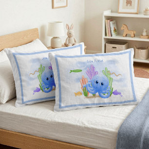 Charming Blue Octopus Standard Pillow Case Set